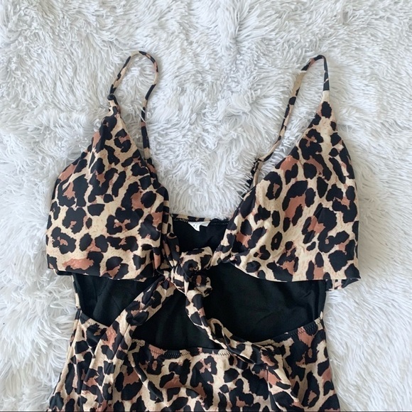 Nwot Animal Print Cut Out Monokini One Piece Bathing Suit High Waist - Picture 3 of 13